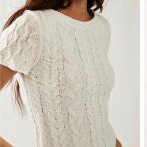 Free People White Cable Tee